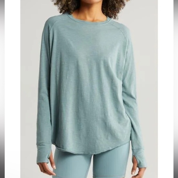 Zella Tops - NWOT IR Zella Relaxed Wash Slub Long Sleeve Tee size Small